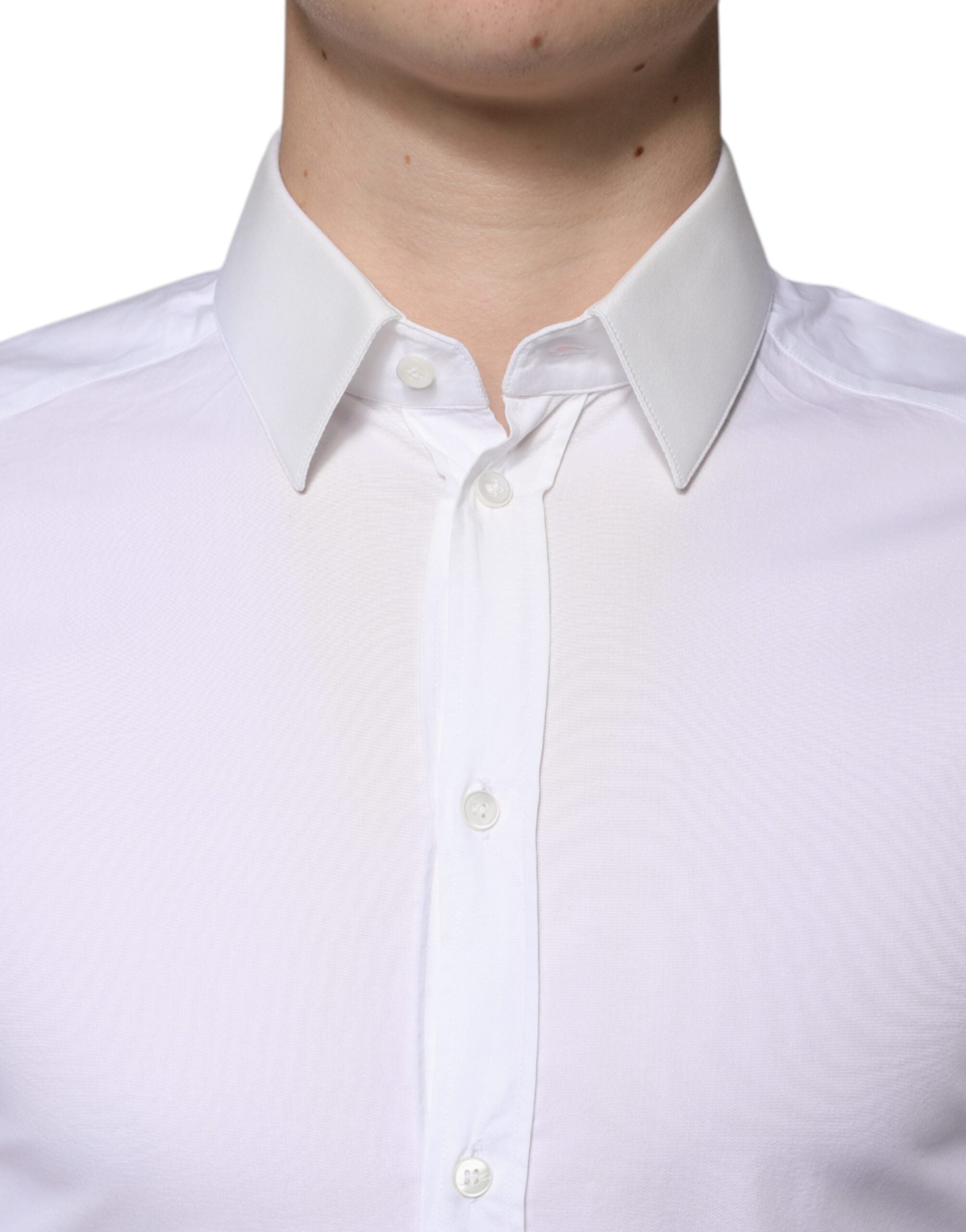 Dolce & Gabbana White formal men's shirt GOLD made of cotton